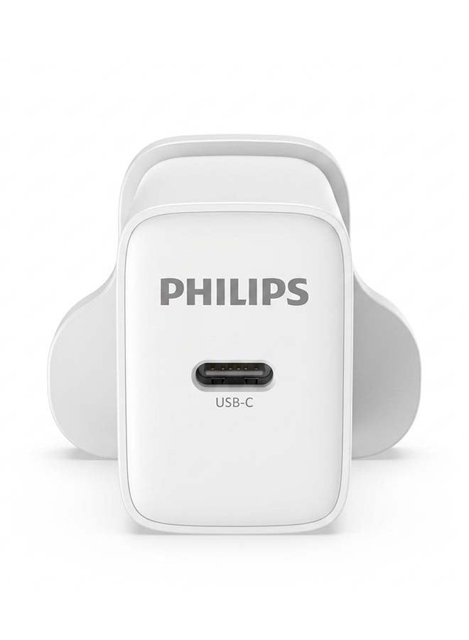 Philips 20W USB-C Fast Charger, Power Delivery (PD) Adapter for iPhone 16/15/14/13/12, Samsung Galaxy S25/S24/S23, Travel Charger, DLP2629CW/05, White white - Image 2