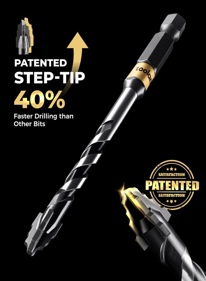 toolant Serrated Eccentric Masonry Drill Bit Set(5pcs),Four Edge Concrete Drill Bits for Glass, Tile, Brick, Cement Concrete Plastic,5/32"-3/8",Industrial Strength Carbide Drill Bit Tip - Image 3