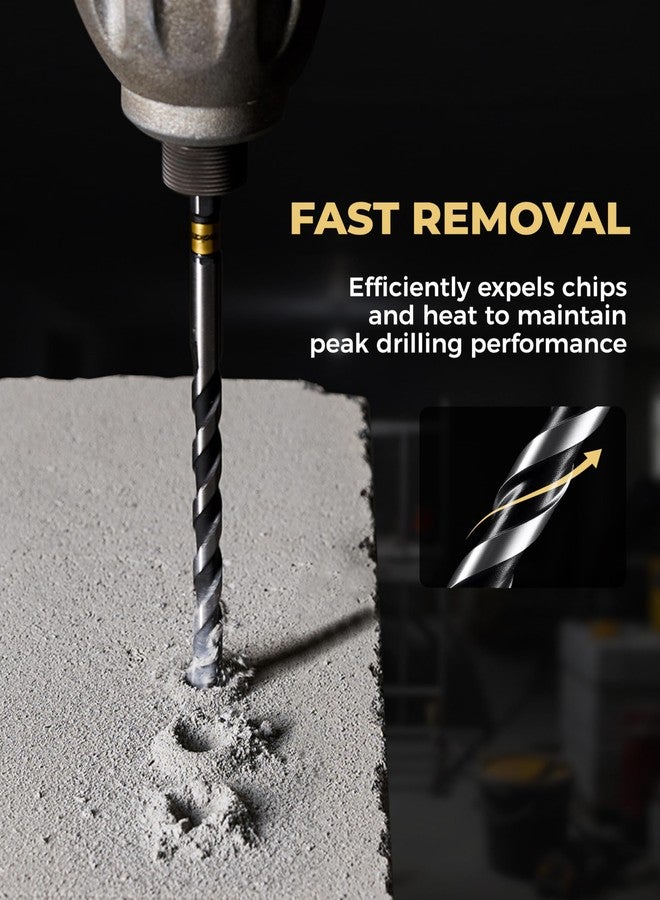 toolant Serrated Eccentric Masonry Drill Bit Set(5pcs),Four Edge Concrete Drill Bits for Glass, Tile, Brick, Cement Concrete Plastic,5/32"-3/8",Industrial Strength Carbide Drill Bit Tip - Image 4