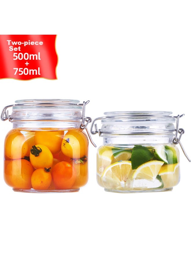 Scybe Glass Storage Jars, Food-grade Sealed Containers, Glass Bottles For Jam, Glass Jars, Sige 500ml+750ml - Image 1