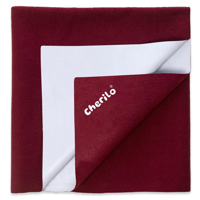 Cherilo Quick Dry Waterproof Protector Baby Dry Sheets, Small (50cm X 70cm)| Maroon, Pack of 1 - Image 1