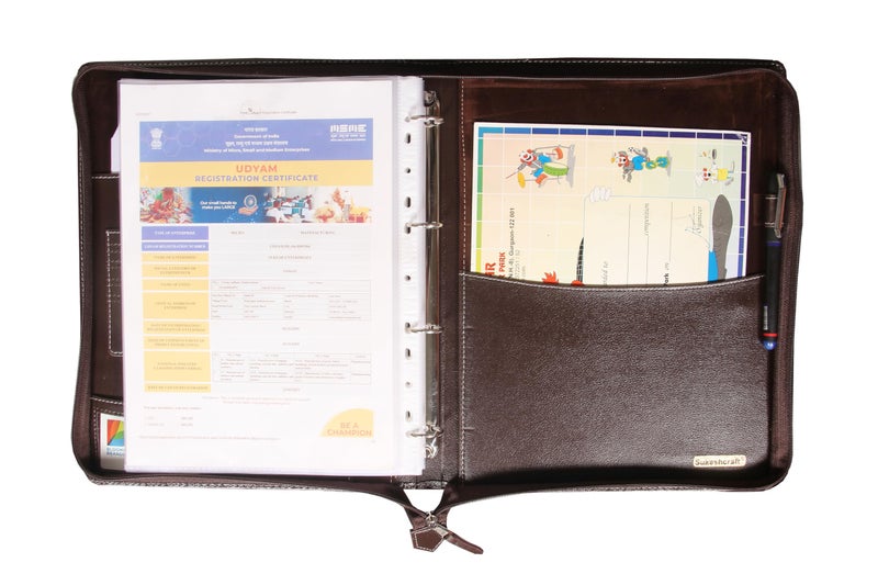 Sukeshcraft PU Multiuse 25 File Sleeve for Documents, Certificates, FDRs | A4 Size Portfolio Document Holder for Office, Home, School & Sports Use (Grain Coffee Brown) - Image 4