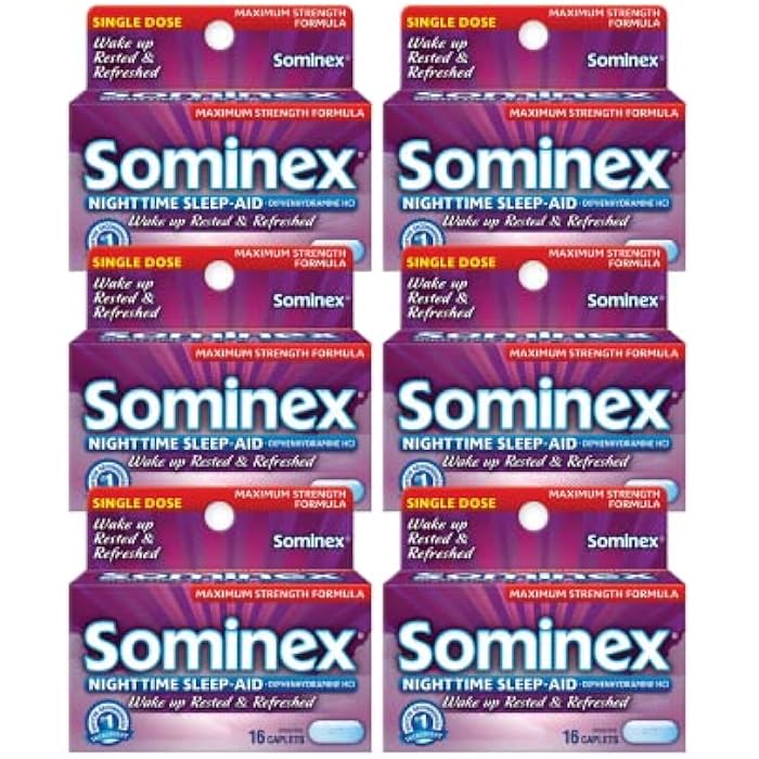 Sominex Nighttime Sleep-Aid Caplets, Maximum Strength, 16 ea (Pack of 6) - Image 1