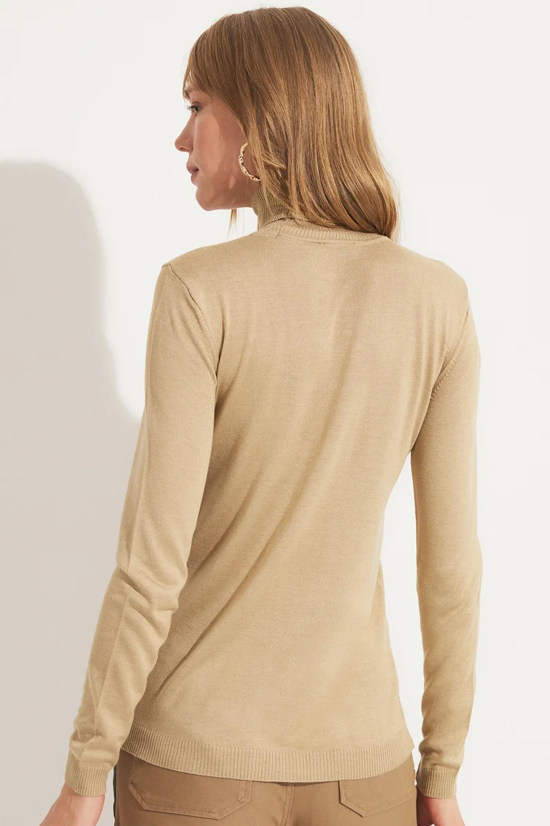 جون Women's Exclusive Viscose Blend Regular Fit Turtleneck Knitwear Sweater