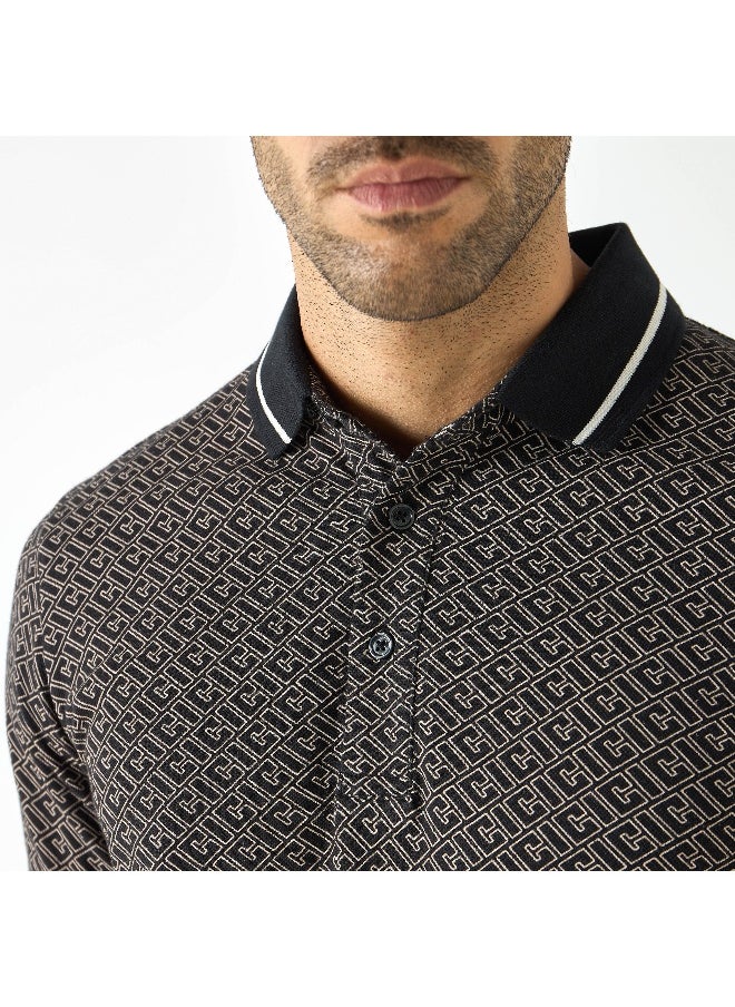 Iconic Iconic Printed Polo T-shirt with Short Sleeves  - Image 2