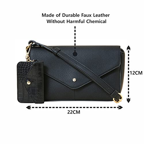 Accessorize London Women's Faux Leather Black Envelope Charm Sling Bag - Image 5