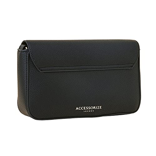Accessorize London Women's Faux Leather Black Envelope Charm Sling Bag - Image 3