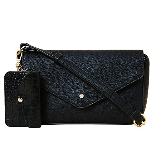 Accessorize London Women's Faux Leather Black Envelope Charm Sling Bag - Image 2