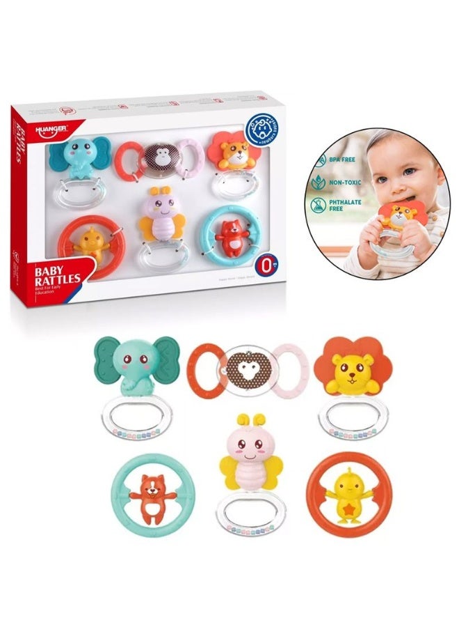 HUANGER Teether Rattle Toys Set, 6 Pieces - Image 3