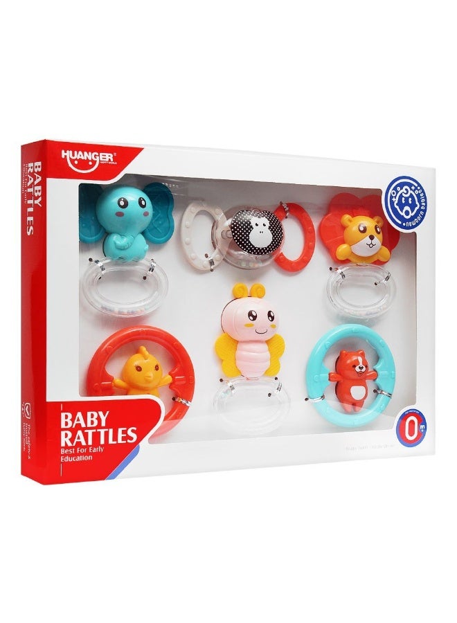 HUANGER Teether Rattle Toys Set, 6 Pieces - Image 1