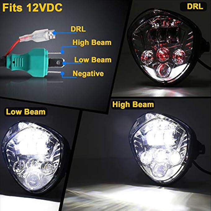 ريحني مصباح أمامي LED للدراجات النارية مقاس 7 بوصات عالي الشعاع أبيض وأحمر مع حامل عالمي للدراجات النارية متوافق مع هارلي وهوندا وكاواساكي وسوزوكي وياماها - Image 4