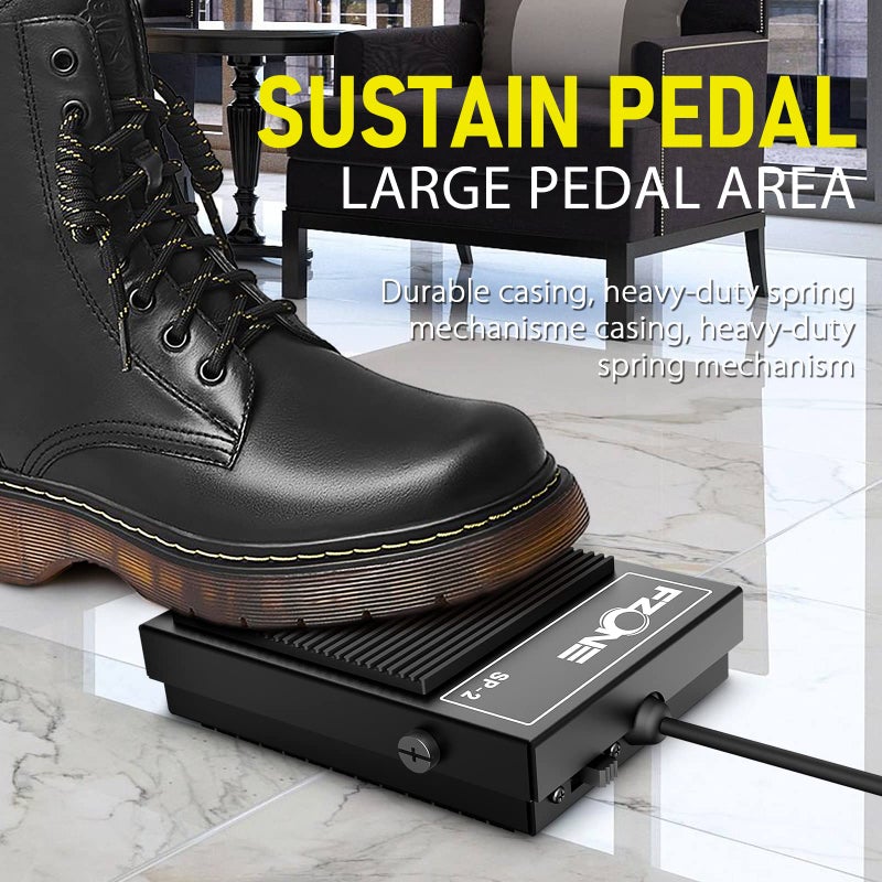 FZONE Compact Sustain Pedal for Keyboards Digital Pianos Synthesizers,Tone Modules,Drum Machines All Metal Heavy Design,Non-Slip,with Polarity Switch - Image 4
