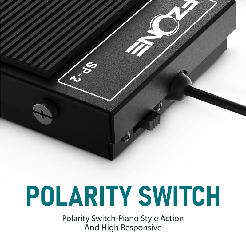 FZONE Compact Sustain Pedal for Keyboards Digital Pianos Synthesizers,Tone Modules,Drum Machines All Metal Heavy Design,Non-Slip,with Polarity Switch - Image 2