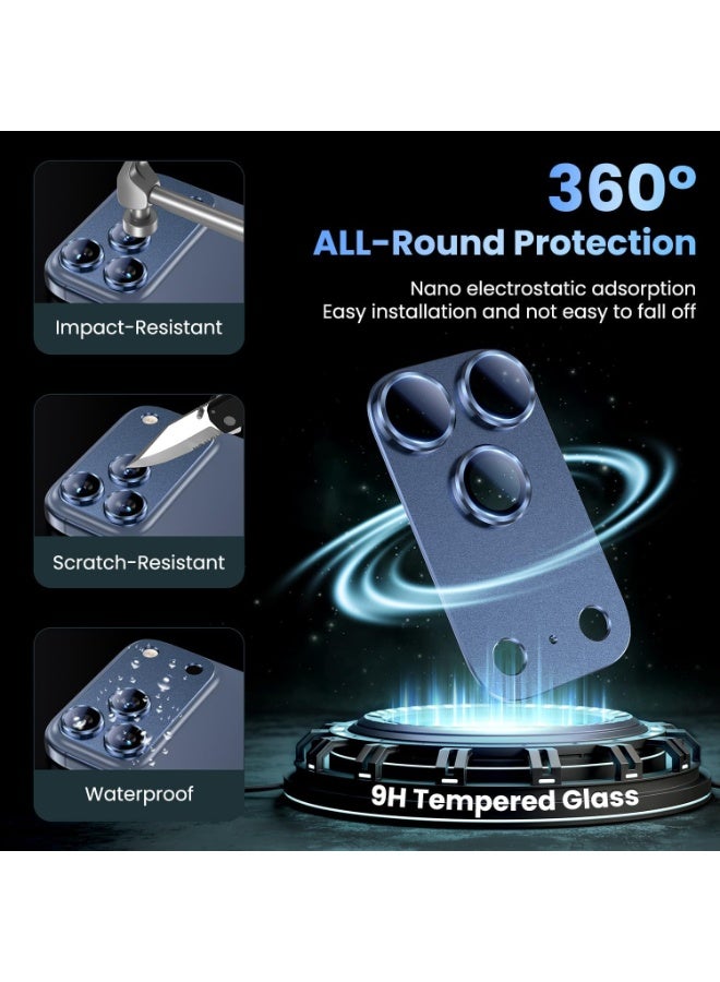 QIRG حامي عدسة الكاميرا لجهاز آيفون 17 برو ماكس [حماية من السقوط] [تغطية كاملة] [معدن ثلاثي الأبعاد] [متوافق مع الجرابات] غطاء زجاجي مقسى للكاميرا — أزرق - Image 2