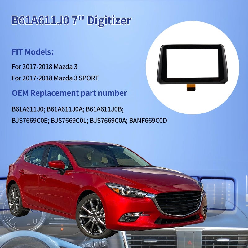 Generic Touch Screen Replacement B61A611J0 Fit 2017 2018 Mazda 3 Sport GPS Navigation Radio Display, 7-Inch Touchscreen Glass Digitizer Compatible with GPS Mazda 3 Alexa Car Accessories BJS7669C0E BJS7669C0L  - Image 2