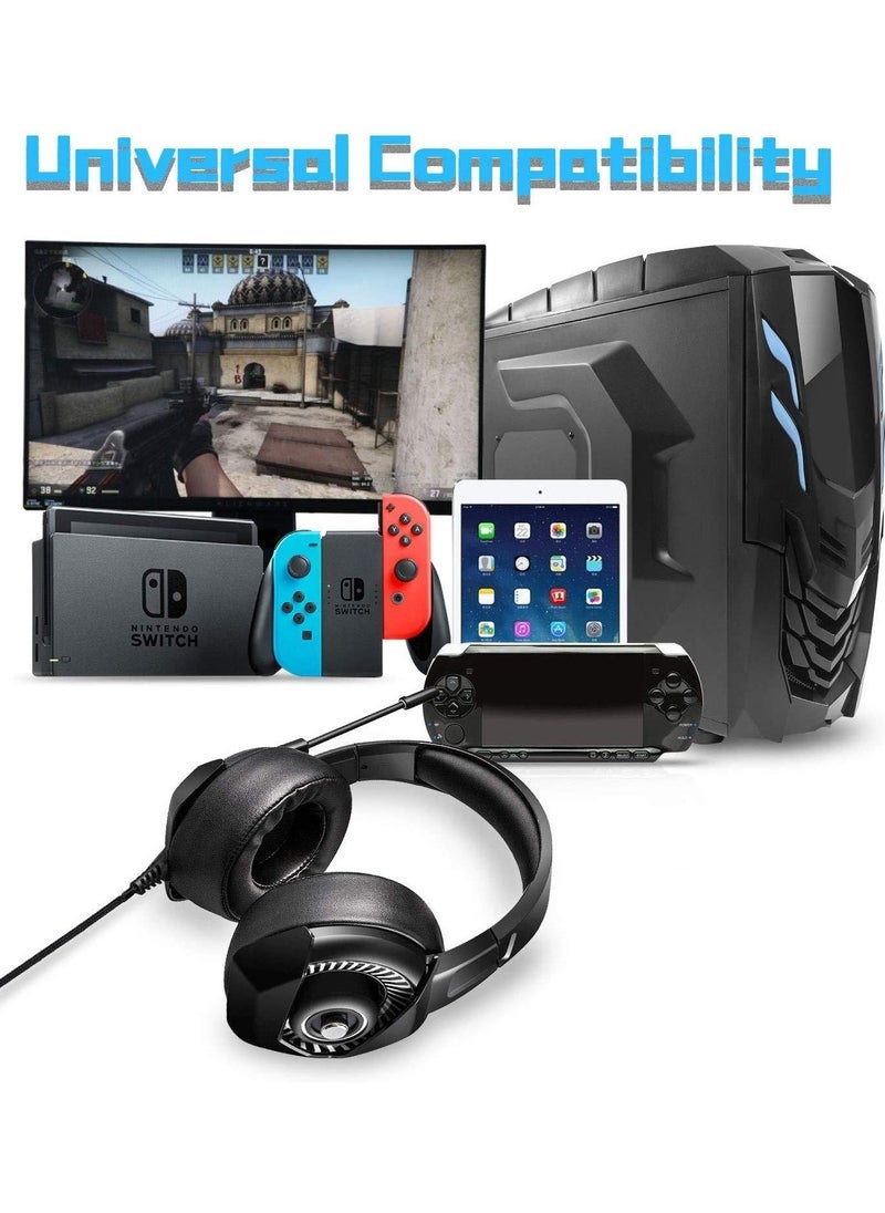 onikuma K6 RGB Gaming Headset with Stereo Sound & Noise Cancelling – Soft Breathing Earmuffs, Compatible with PS4, PC, Xbox, Nintendo Switch | Comfortable Wired Headphones with Mic, Black - Image 2