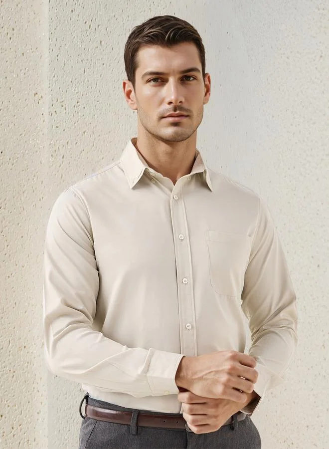 Splash FAV Men Regular Fit Button-Down Collar Long Sleeves Twill Shirt with Pocket