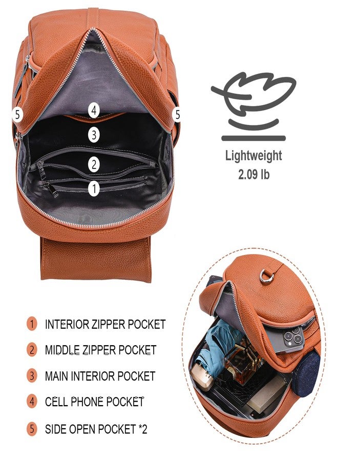BOYATU Genuine Leather Backpack Purse for Women: Fashion Soft BackPacks Bag - Anti theft Travel Shoulder Handbag (Brown) - Image 4
