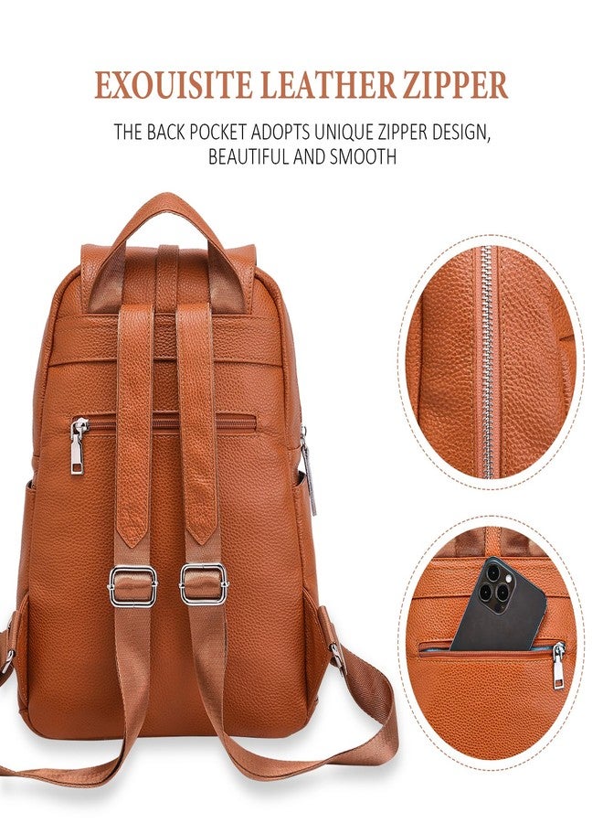 BOYATU Genuine Leather Backpack Purse for Women: Fashion Soft BackPacks Bag - Anti theft Travel Shoulder Handbag (Brown) - Image 5