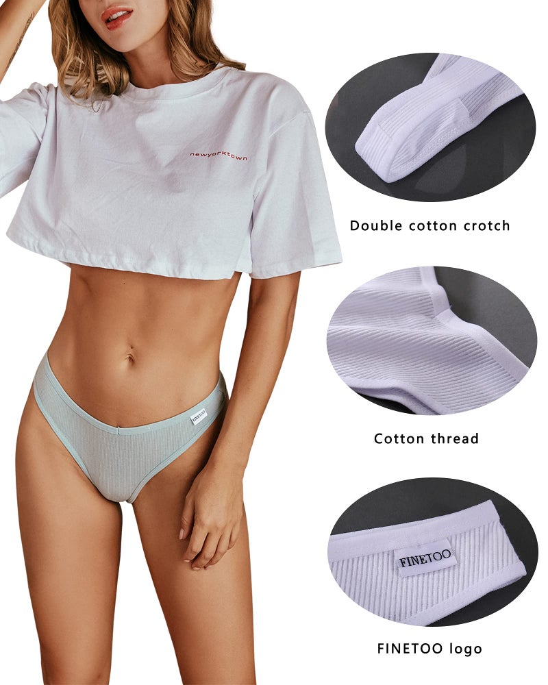 FINETOO 10 Pack Thongs for Women Cotton Underwear Breathable Stretch Low Rise Hipster Panties Sexy S-XL - Image 4