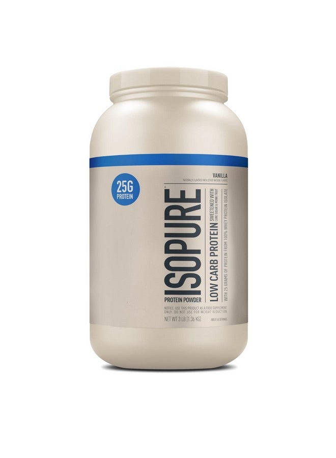 Isopure Low Carb 100% Pure Whey Isolate Protein Powder, Lactose Free, Gluten Free, With Vitamins, Vanilla, 25g Protein Per Serving, 3 Lbs, 40 Servings - Image 1