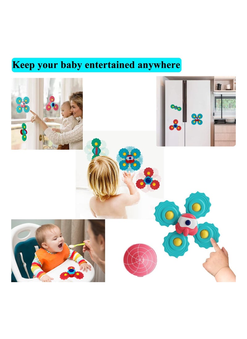 SYOSI - Toddler Spinner Toys, 3 Pack Learning Toys, Suction Cup Spinner Toy, Baby Water Toy Attractive Stress Relief Suction Cup Animal Interactive Baby Toys for Bath Tub - Image 1