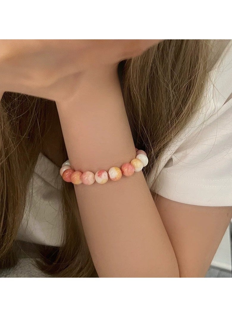 Goolsky Pink & White Beaded Bracelet for Women – Dainty Handmade Luxe Jewelry, Minimalist Girly Charm Accessory