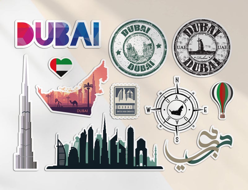 DV DESIGN A5 Sticker Sheet Dubai Vinyl Stickers - City UAE United Arab Emirates Stamps Landmarks Holiday Travel #78503 - Image 2