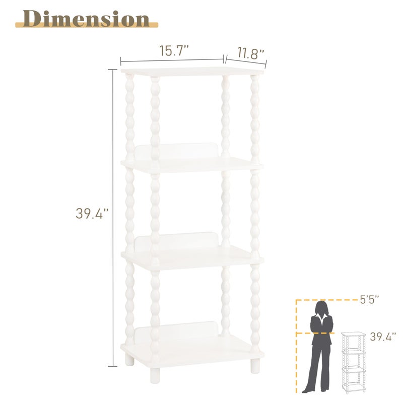 Fultyle Bookshelf, 4-Tier Bookcase with Open Shelves, Modern Book Shelf for Small Spaces, Bedroom, Living Room and Office with Solid Wood Legs(White) - Image 3