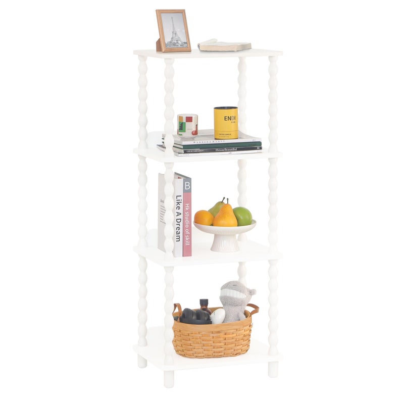 Fultyle Bookshelf, 4-Tier Bookcase with Open Shelves, Modern Book Shelf for Small Spaces, Bedroom, Living Room and Office with Solid Wood Legs(White) - Image 1