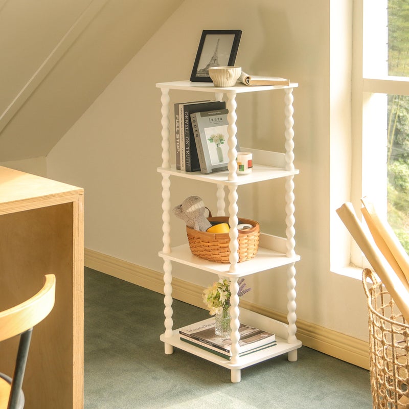 Fultyle Bookshelf, 4-Tier Bookcase with Open Shelves, Modern Book Shelf for Small Spaces, Bedroom, Living Room and Office with Solid Wood Legs(White) - Image 5