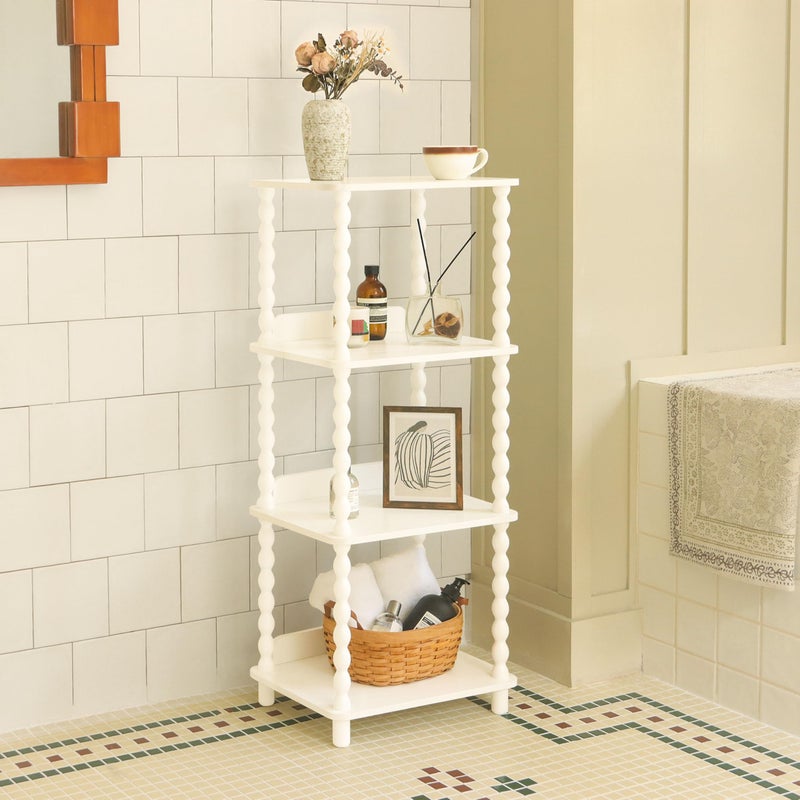Fultyle Bookshelf, 4-Tier Bookcase with Open Shelves, Modern Book Shelf for Small Spaces, Bedroom, Living Room and Office with Solid Wood Legs(White) - Image 2