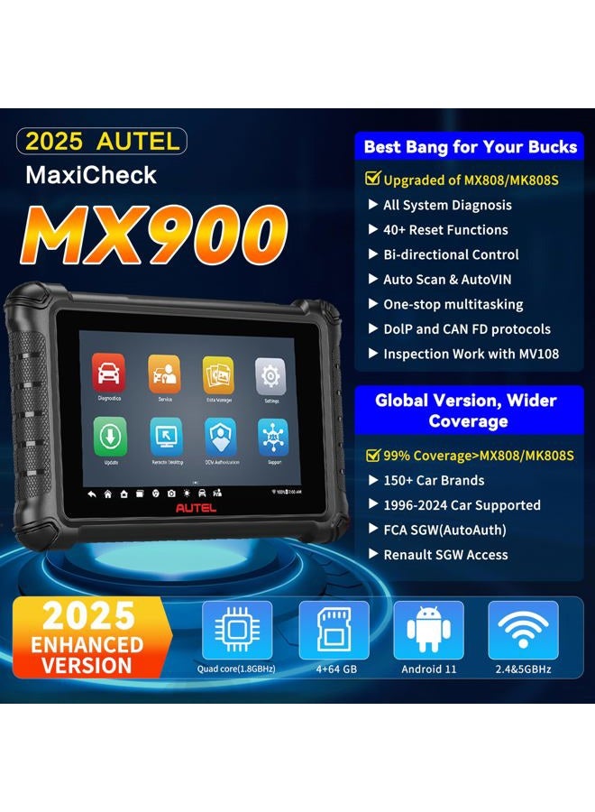 Autel MaxiCheck MX900 Obd2 Scanner + Free MaxiVideo MV108, All System Diagnostic Scan Tool for Cars with 40+ Reset Services, Better Autos maxisys Tool, Upgrade of autel MX 808 MK 808 900 S PRO - Image 3