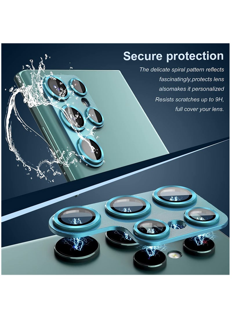 SOLARAE For Samsung Galaxy S22 Ultra 5G Lens Protector, Premium Tempered Glass Glitter Diamond Metal Camera Lens Protector for Samsung Galaxy S22 Ultra 5G 6.8 Inch - Fog Pine Green 2-Pack - Image 2