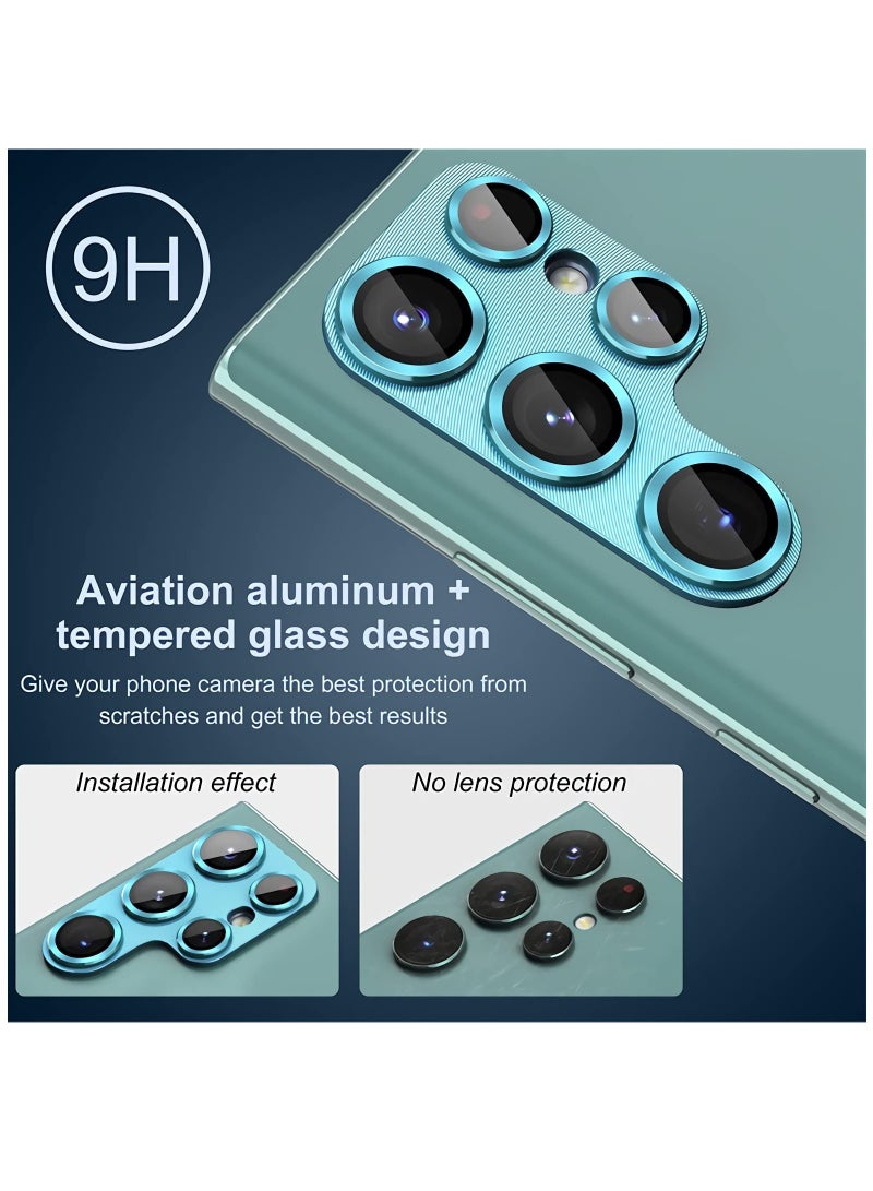 SOLARAE For Samsung Galaxy S22 Ultra 5G Lens Protector, Premium Tempered Glass Glitter Diamond Metal Camera Lens Protector for Samsung Galaxy S22 Ultra 5G 6.8 Inch - Fog Pine Green 2-Pack - Image 4