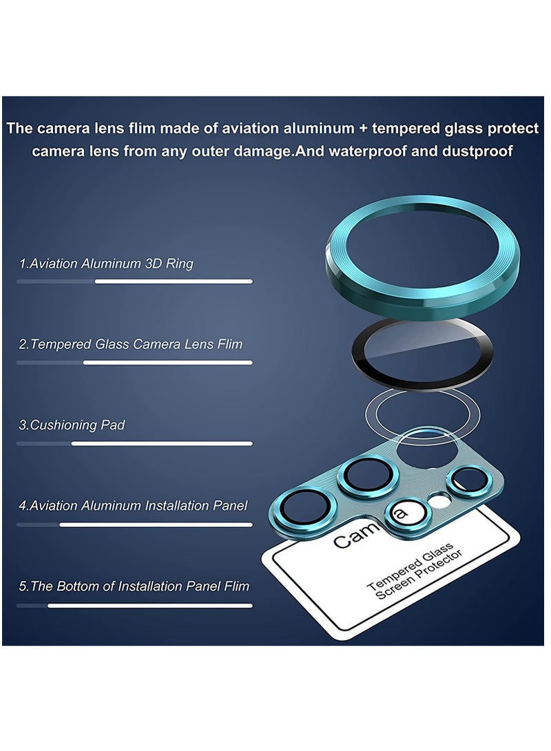 SOLARAE For Samsung Galaxy S22 Ultra 5G Lens Protector, Premium Tempered Glass Glitter Diamond Metal Camera Lens Protector for Samsung Galaxy S22 Ultra 5G 6.8 Inch - Fog Pine Green 2-Pack - Image 5