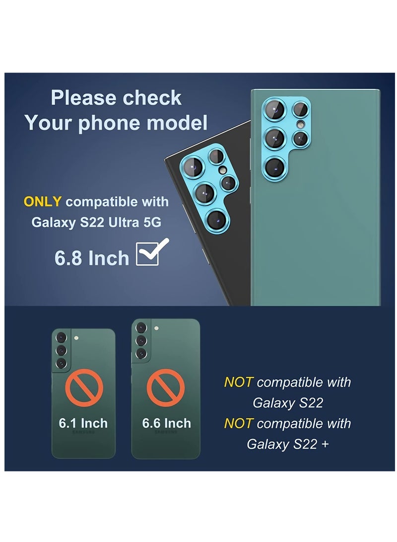SOLARAE For Samsung Galaxy S22 Ultra 5G Lens Protector, Premium Tempered Glass Glitter Diamond Metal Camera Lens Protector for Samsung Galaxy S22 Ultra 5G 6.8 Inch - Fog Pine Green 2-Pack - Image 3