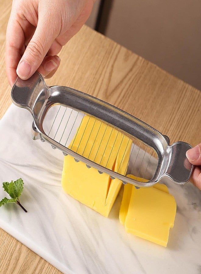 Jowxsx Silver Butter Cutter Slicer, Stainless Steel Butter Slicer Cheese Cube Cutter, Cheese Slicer with Ergonomic handle for block cheese, Versatile Cheese Slicer Food Grade Safe Block Cheese Cutter - Image 2