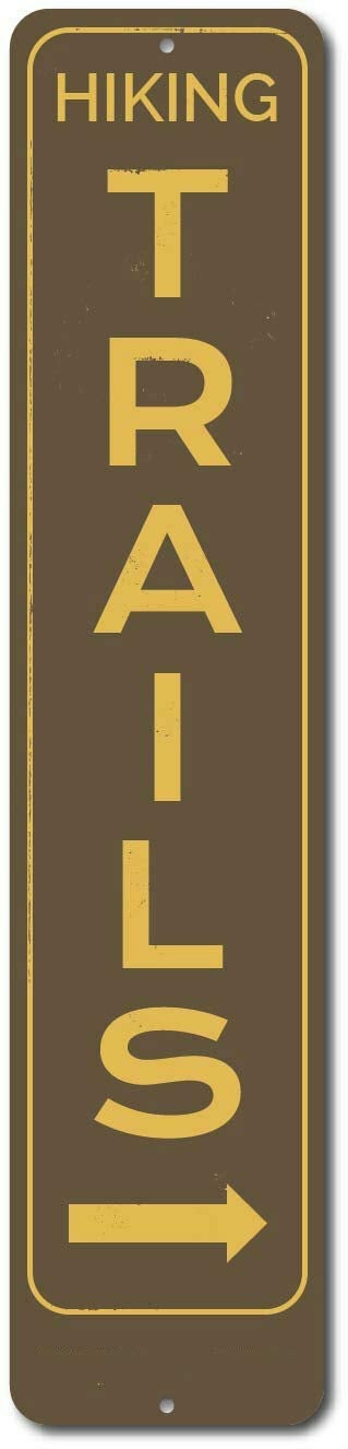 ZMKDLL Hiking Trails Vertical Sign Metal Sign Wall Decor for Home Bar Diner PubKitchen