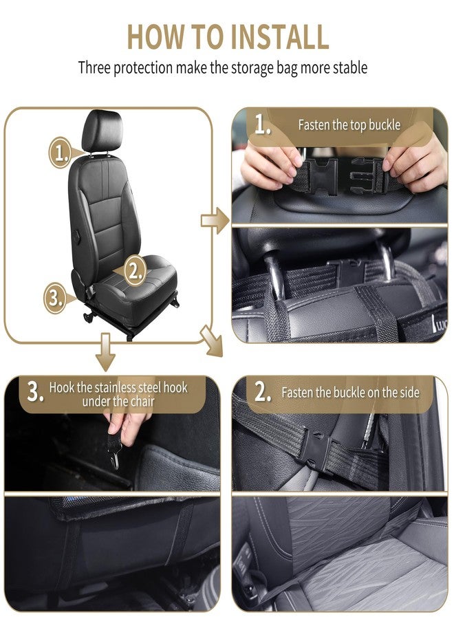 LUCMO Car Backseat Organizer with Touch Screen Tablet Holder-2 Pack,9 Storage Pockets Car Storage Organizer,Car Seat Back Protectors Kick Mats Travel Accessories for Kids-Beige - Image 4