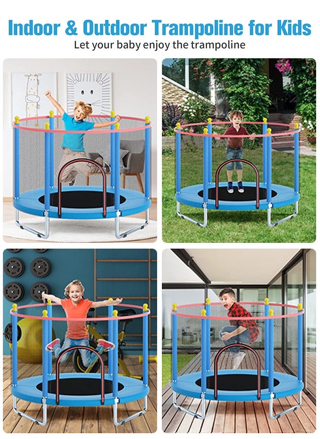 Telawah Telawah 55" Indoor/Outdoor Trampoline for Kid  with Safety Enclosure Net Adjustable Toddler Gifts for Boys & Girls  - Image 2