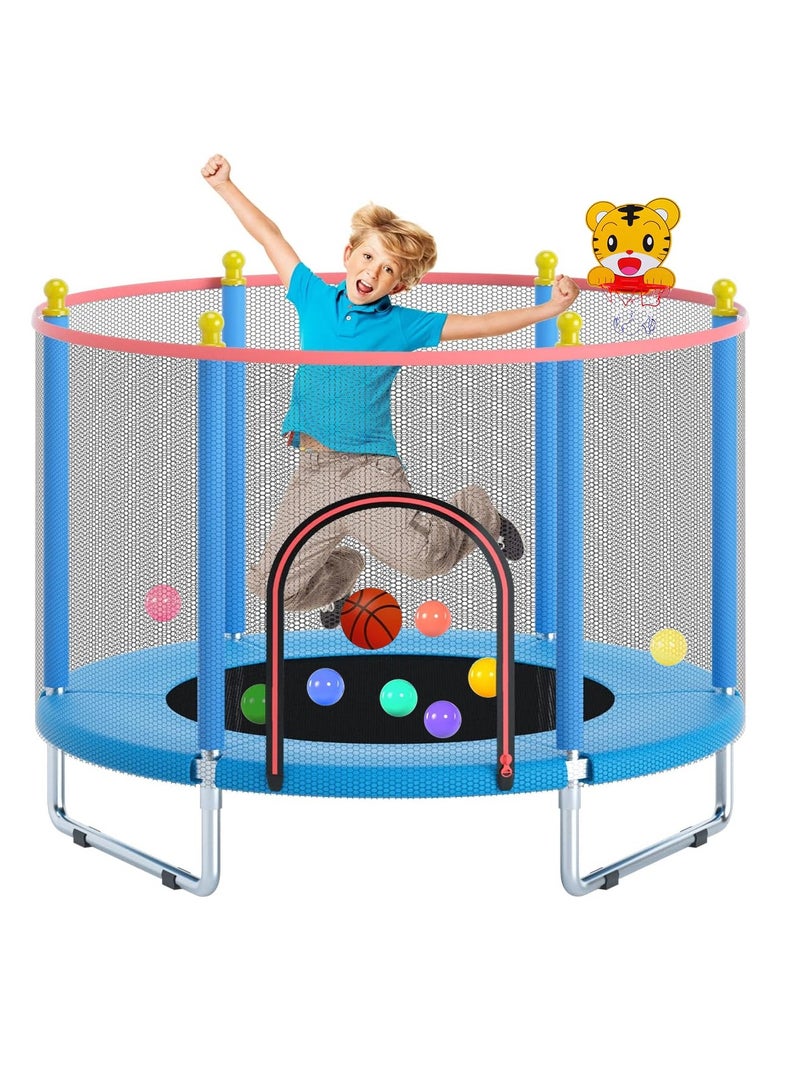 Telawah 55" Indoor/Outdoor Trampoline for Kid  with Safety Enclosure Net Adjustable Toddler Gifts for Boys & Girls - Image 1
