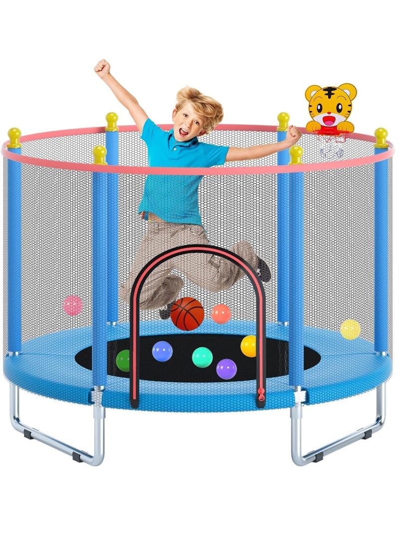 Telawah 55" Indoor/Outdoor Trampoline for Kid  with Safety Enclosure Net Adjustable Toddler Gifts for Boys & Girls - Image 1