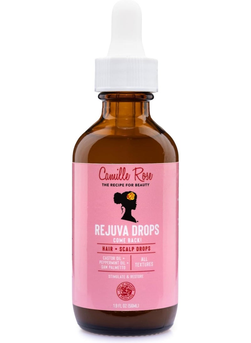 قطرات "Rejuva Grow Back" من "Camille Rose" لتعزيز نمو الشعر، تحتوي على زيت الخروع وزيت النعناع ونبات البلميط المنشاري، سعة 1.9 أونصة سائلة. - Image 1