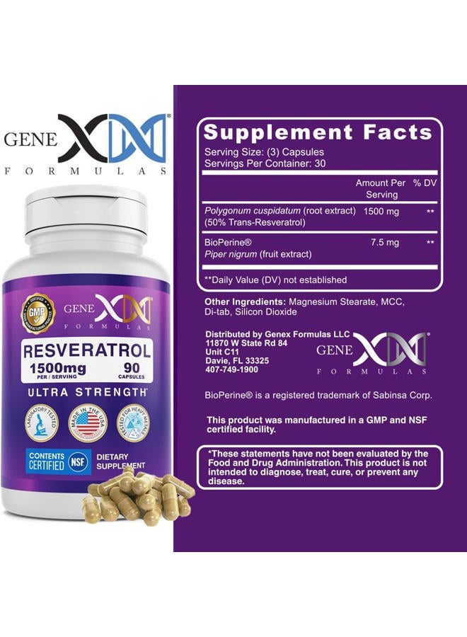 Genex Formulas 1500mg Resveratrol with BioPerine for Absorption (3 Pack) | Organic Trans-Resveratrol Capsules from Japanese Knotweed, Antioxidant Supplement for Healthy Aging - Image 3