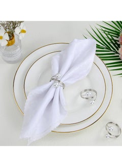 RTYY 8Pcs Silver Pearl Napkin Rings Retro And Simple Style Silver Napkin Ring Pearls，Silver Metal Electroplated Napkin Rings For Family Dinner Wedding Table Decoration Birthday Party Decoration  - Image 4