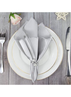 RTYY 8Pcs Silver Pearl Napkin Rings Retro And Simple Style Silver Napkin Ring Pearls，Silver Metal Electroplated Napkin Rings For Family Dinner Wedding Table Decoration Birthday Party Decoration  - Image 5
