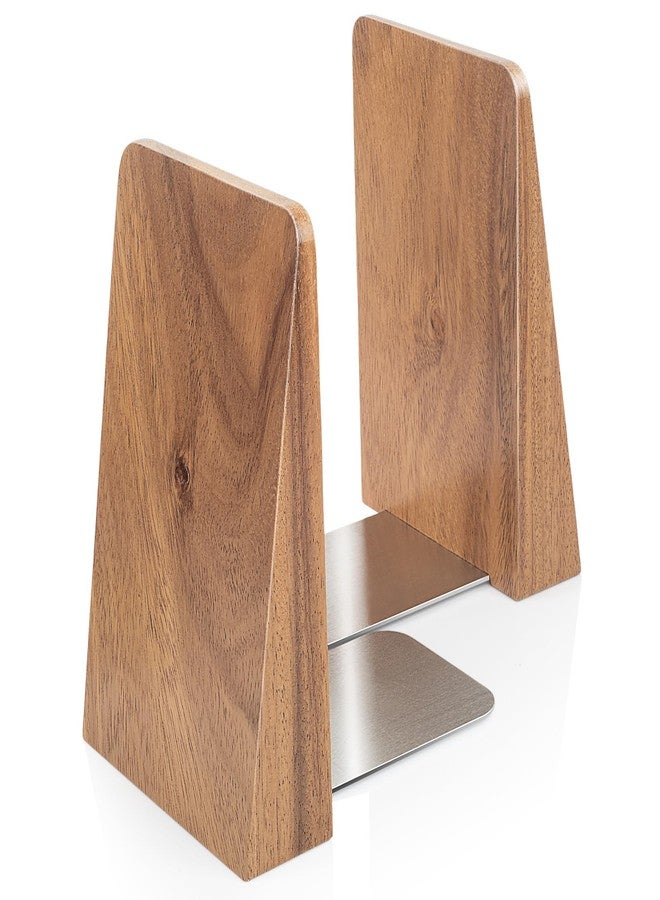 DRELIFAM Walnut Book Ends Heavy Duty Handmade Bookends for Shelves Book Ends Decorative to Hold Heavy Books (Walnut Wood Large) - Image 1