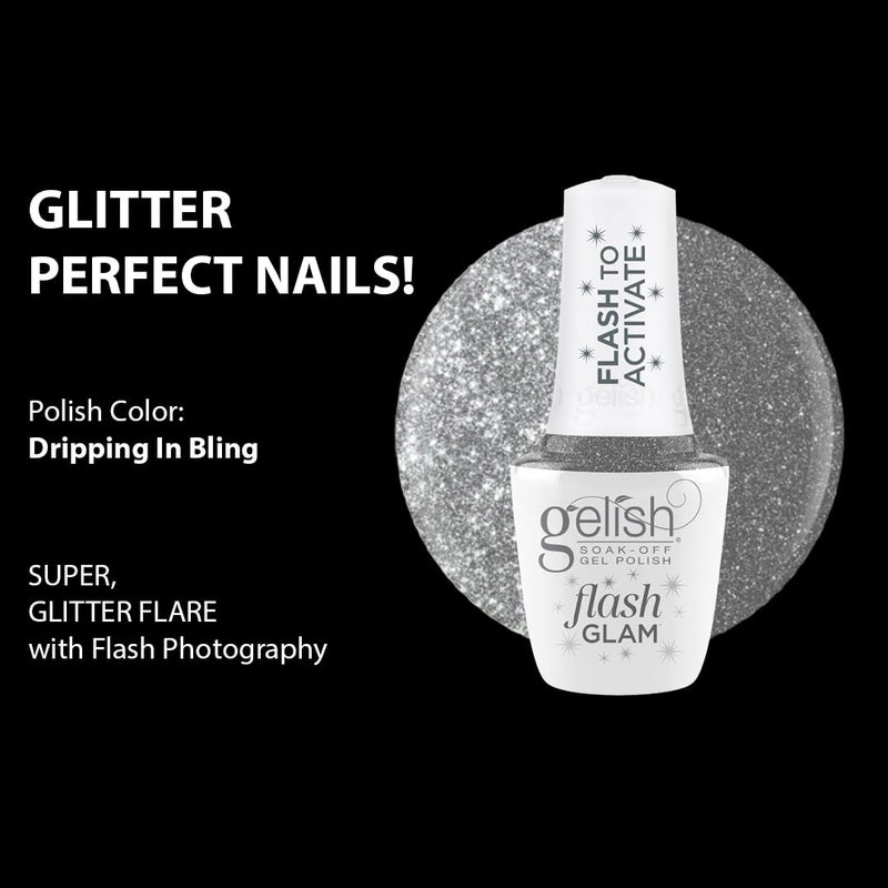 Gelish Flash Glam Glitter Gel Polish â€“ Sparkling Flash-Activated Glitter, Long-Lasting, High-Shine, Chip-Resistant, Vegan & Cruelty-Free Professional Polish (Dripping In Bling, 15mL) - Image 1