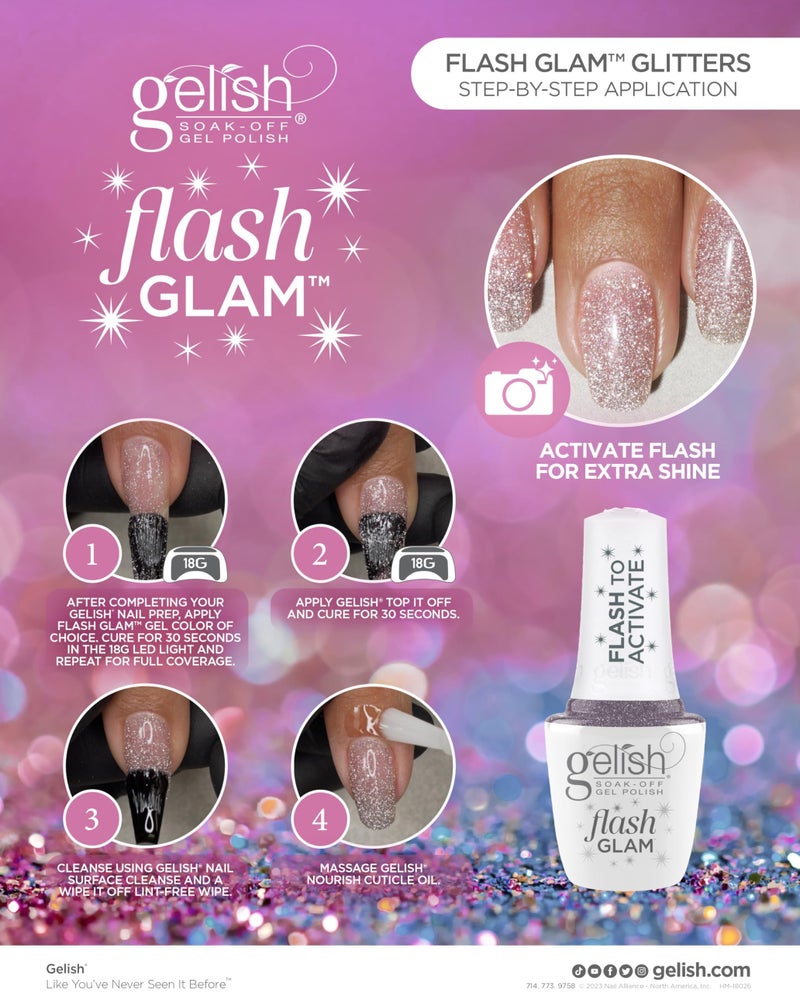 Gelish Flash Glam Glitter Gel Polish â€“ Sparkling Flash-Activated Glitter, Long-Lasting, High-Shine, Chip-Resistant, Vegan & Cruelty-Free Professional Polish (Dripping In Bling, 15mL) - Image 2